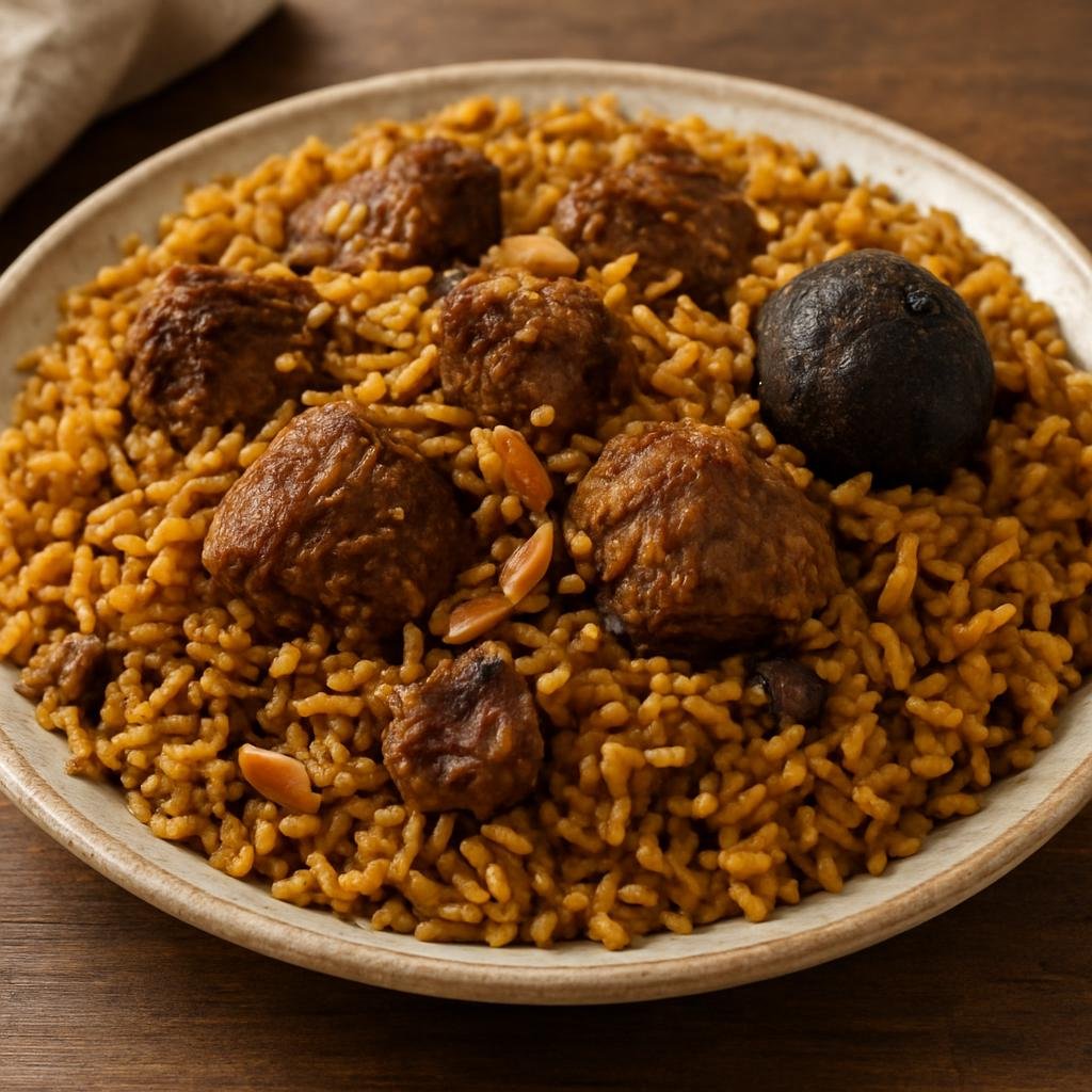 Entree: United Arab Emirates – Southern Culinary Region – مجبوس ➤ Majboos (Gulf spiced rice cooked with meat and dried-lime aromatics) recipe