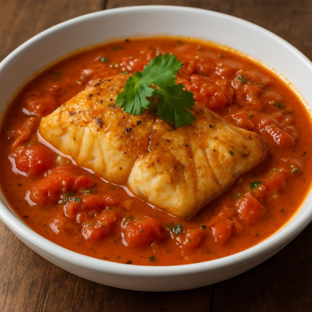 Entree: Aruba – Pisca Hasa (Traditional Aruban braised firm white fish simmered in a seasoned tomato-coconut broth) recipe