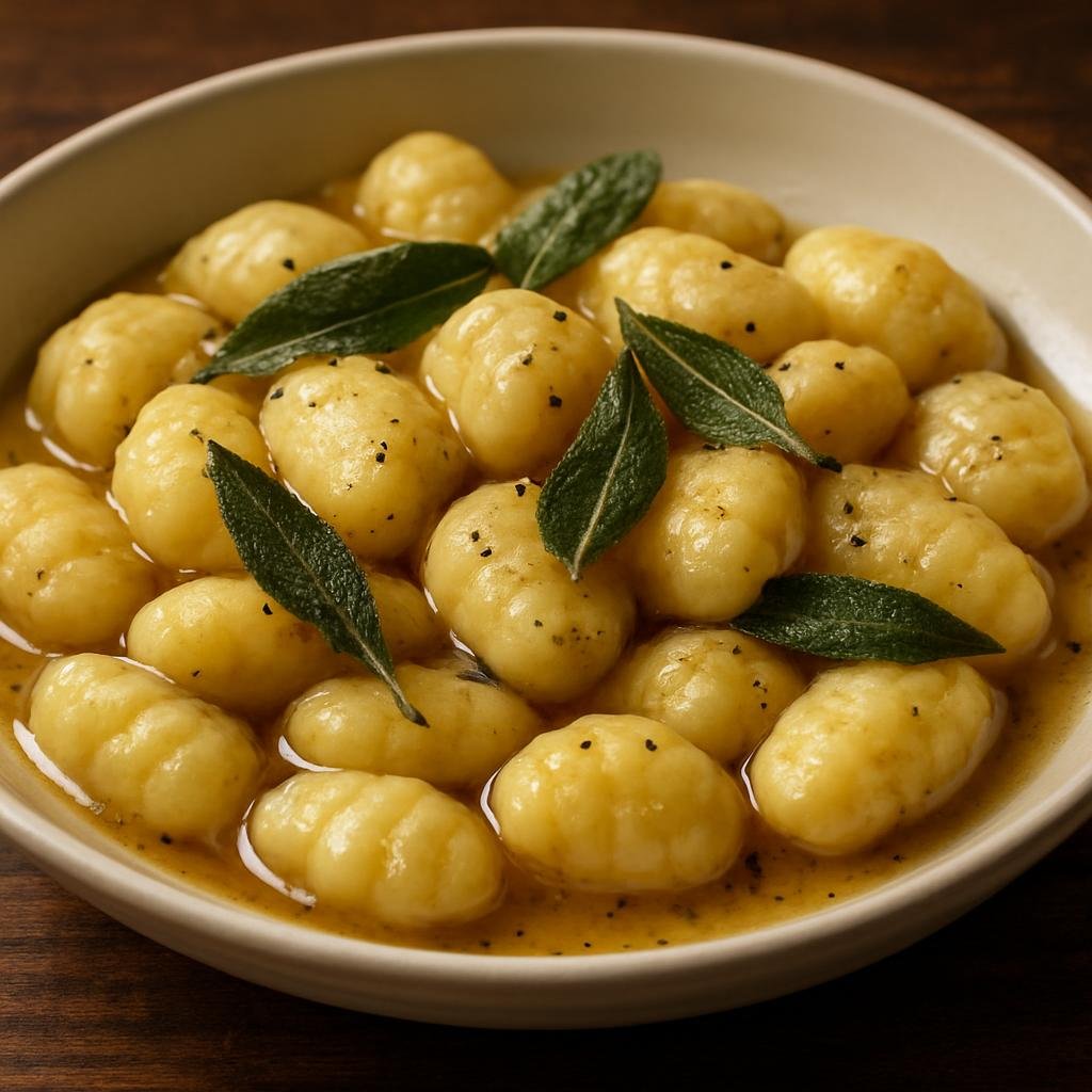 Entree: San Marino – Gnocchi di Patate (Soft potato dumplings traditionally boiled and finished in butter and sage) recipe