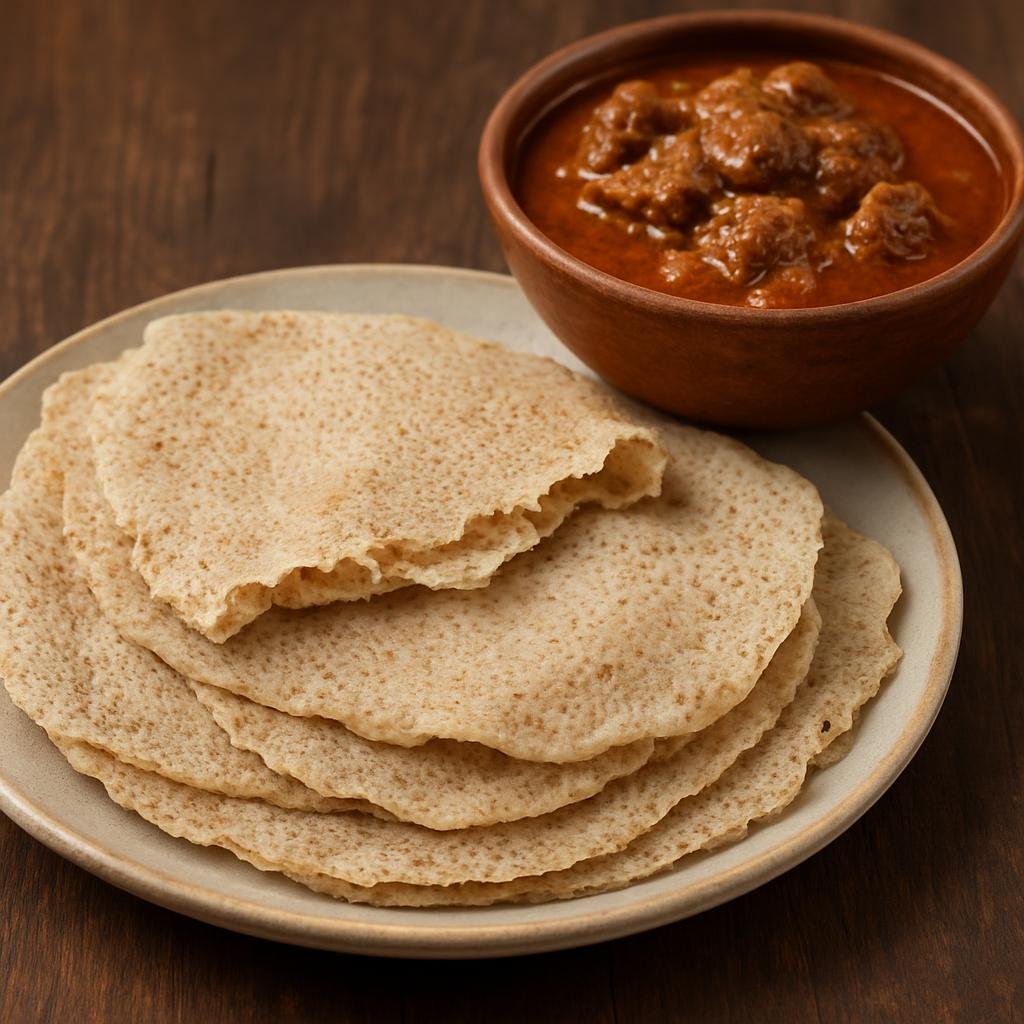 Entree: South Sudan – Southern Culinary Region – Kisra (thin, slightly sour fermented sorghum flatbread used to scoop stews) recipe