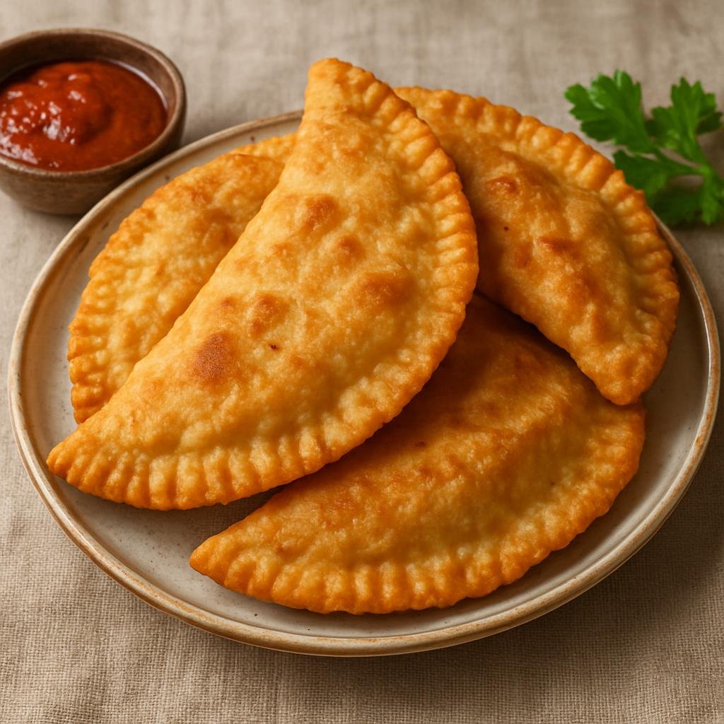Entree: Ukraine – Crimean Tatar Cuisine – Чебуреки ➤ Chebureki (Crescent-shaped deep-fried turnover filled with seasoned minced meat) recipe