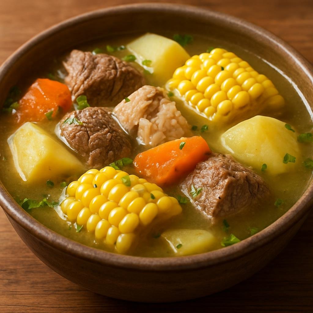 Entree: Chile – Central Culinary Region – Cazuela (Hearty Chilean country stew of meat and large vegetable pieces simmered in a clear broth) recipe