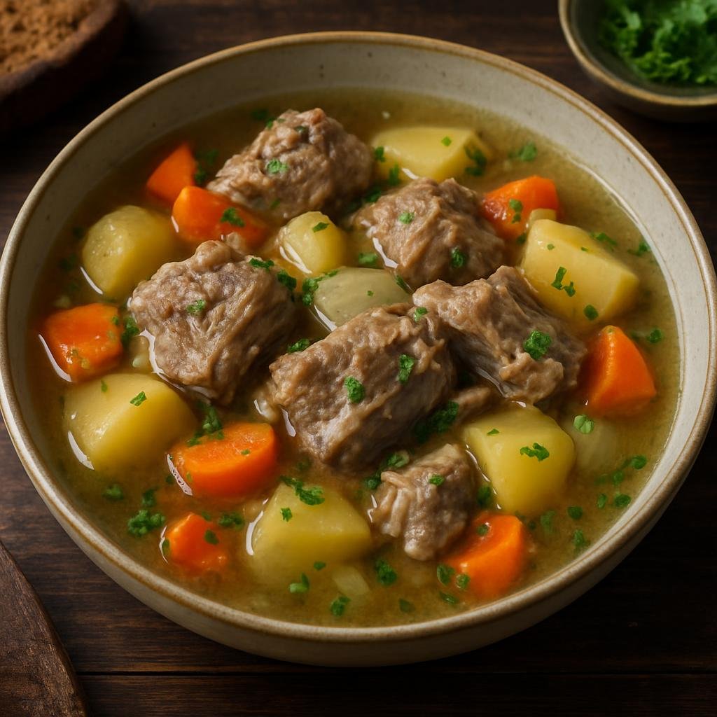 Entree: Armenia – Armenian Highlands – Խաշլամա ➤ Khashlama (Slow-braised lamb and vegetables cooked in a clear savory broth) recipe
