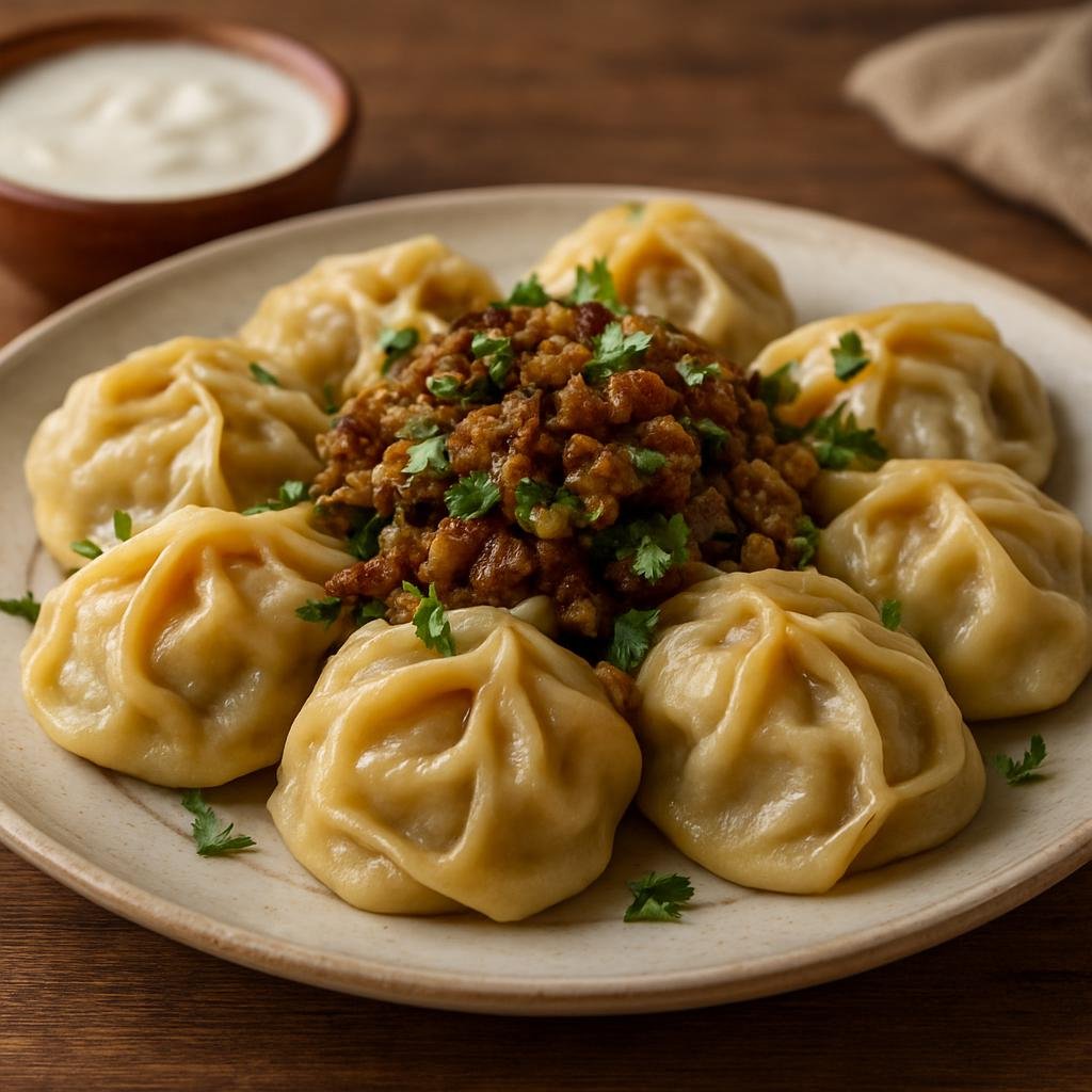 Entree: Uzbekistan – Fergana Valley – Manti (Large Central Asian steamed dumplings filled with spiced lamb and onions) recipe