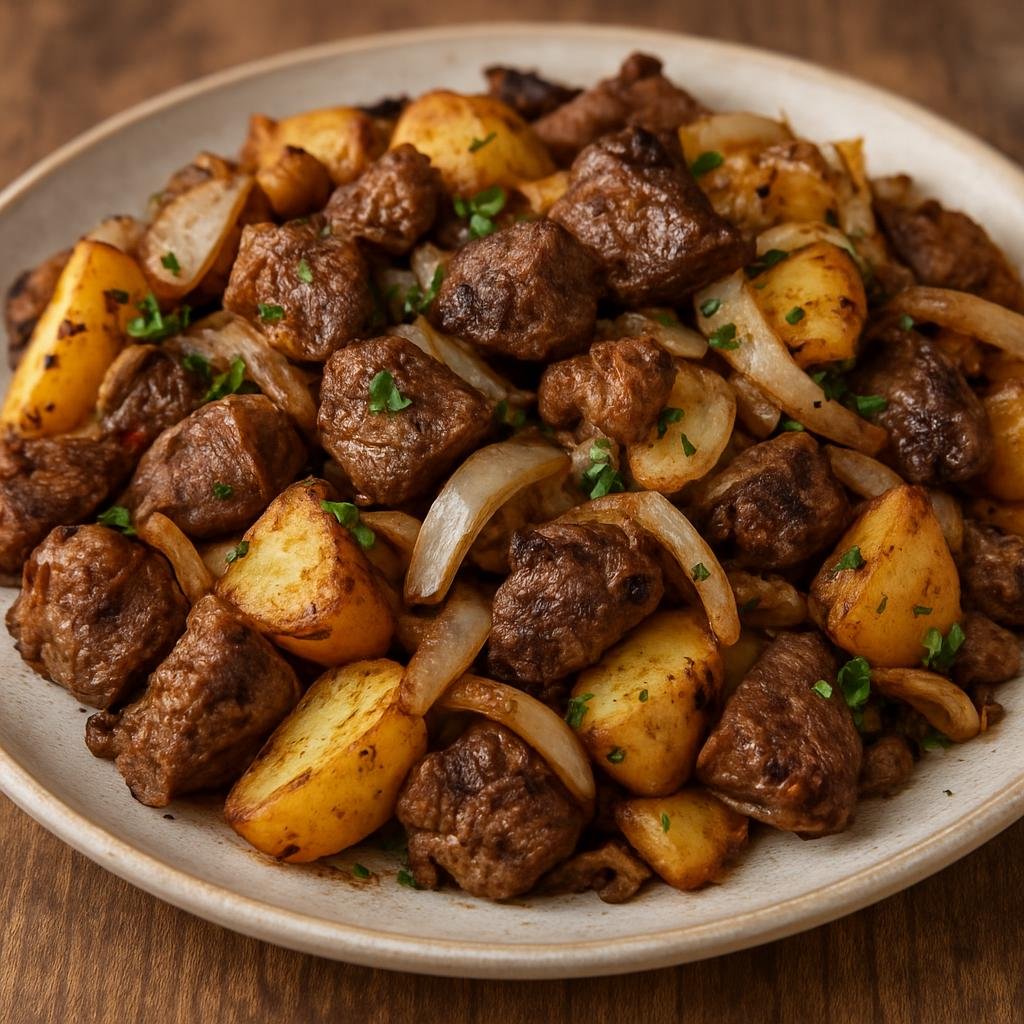 Entree: Kyrgyzstan – Northern Culinary Region – Куурдак ➤ Kuurdak (Pan-fried seasoned lamb and potatoes with onions) recipe