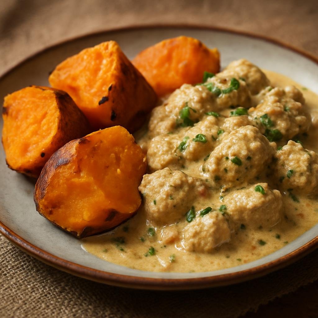 Entree: Papua New Guinea – Northern Culinary Region – Kaukau (Roasted or boiled sweet potato served as the starchy main, often finished with a coconut gravy and protein) recipe