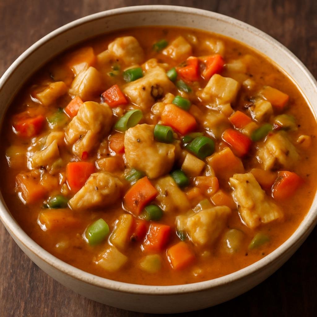 Entree: Cayman Islands – Central Culinary Region – Conch Stew (Hearty Caribbean stew of conch simmered with vegetables, coconut, and warming spices) recipe