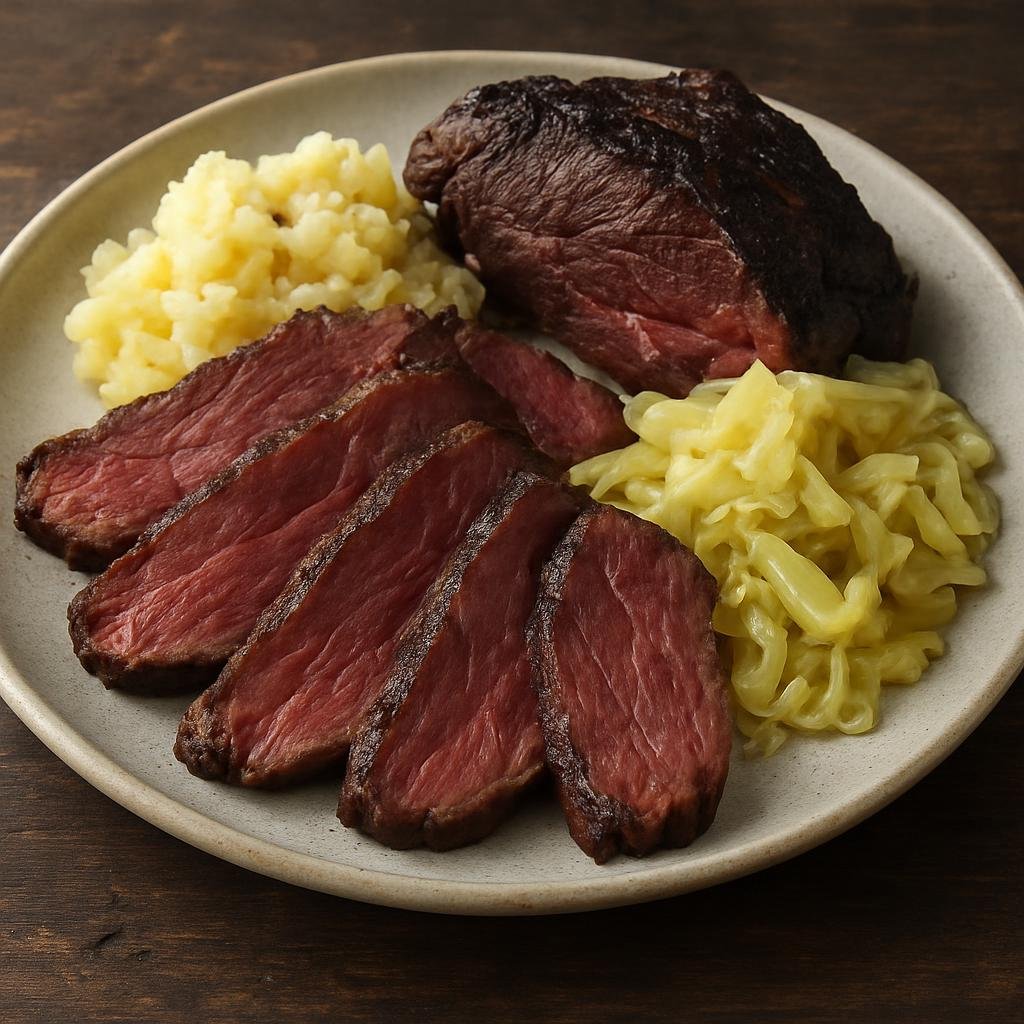 Entree: Faroe Islands – Ræst kjøt (Wind‑dried, lightly fermented mutton cured and aged in sea air, served sliced or cooked as a hearty main) recipe