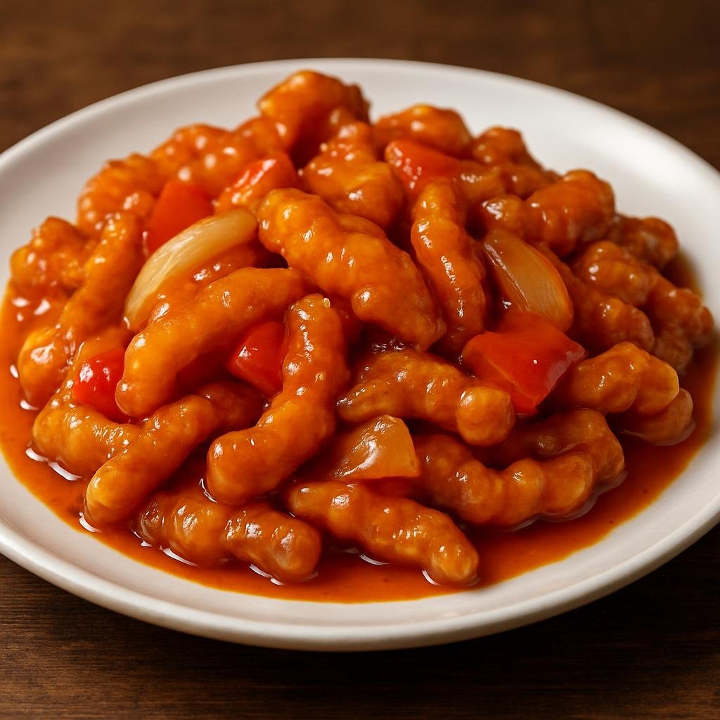Entree: China – Beijing / Imperial North – 糖醋里脊 ➤ Tángcù Lǐjǐ (Crispy strips of pork coated and tossed in a glossy sweet-and-sour vinegar sauce, a classic northern Chinese banquet dish) recipe