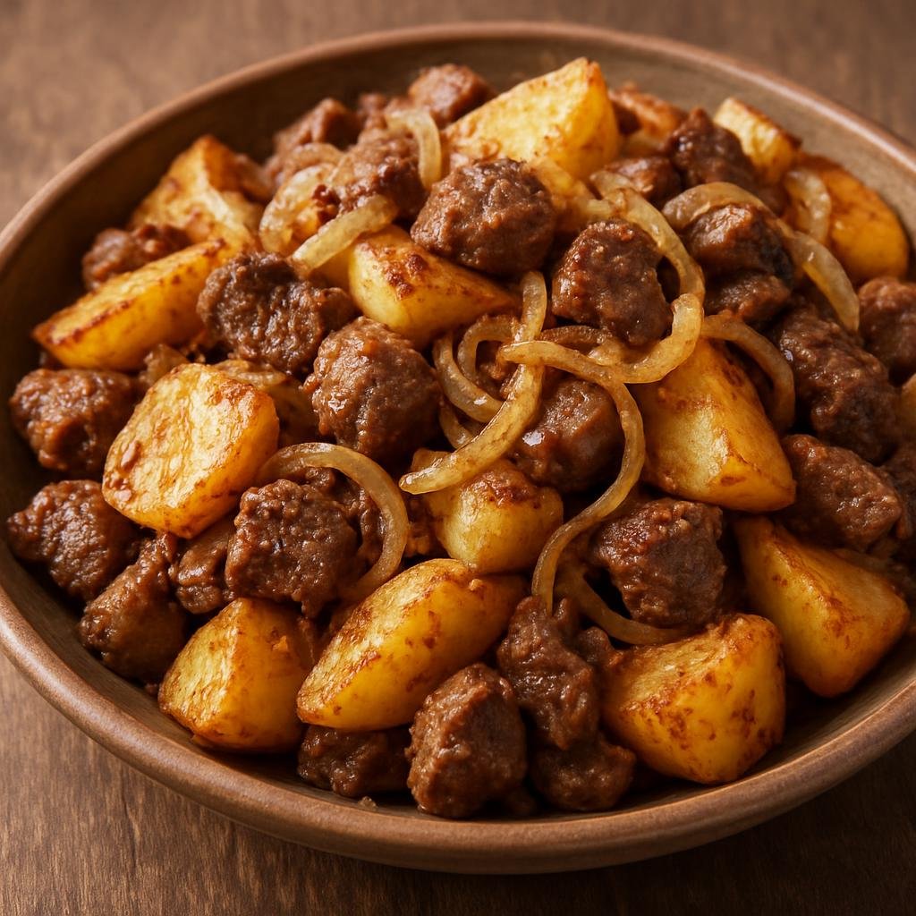 Entree: Kazakhstan – Northern Kazakhstan – Курдак ➤ Kuurdak (Pan-fried spiced meat with onions and potatoes typical of Kazakh home cooking) recipe