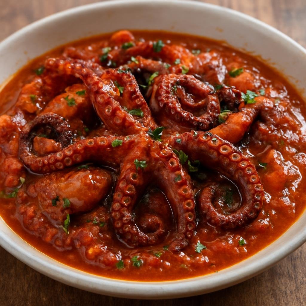 Entree: Martinique – Northern Culinary Region – Chatrou (Martinican octopus stew braised in a Creole tomato and spice sauce) recipe