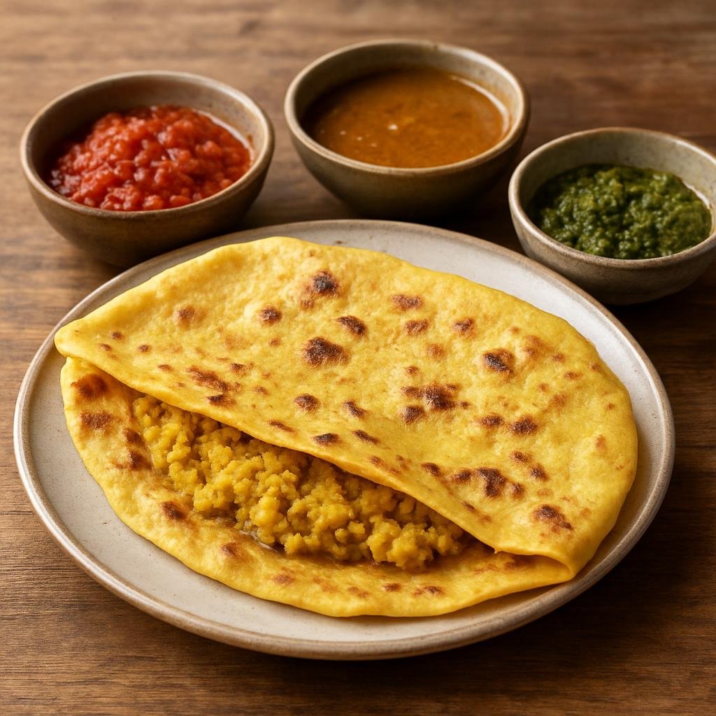 Entree: Mauritius – Southern Culinary Region – Dholl Puri (Thin flatbread laced with or filled by roasted ground yellow split peas, served with chutneys and curries) recipe