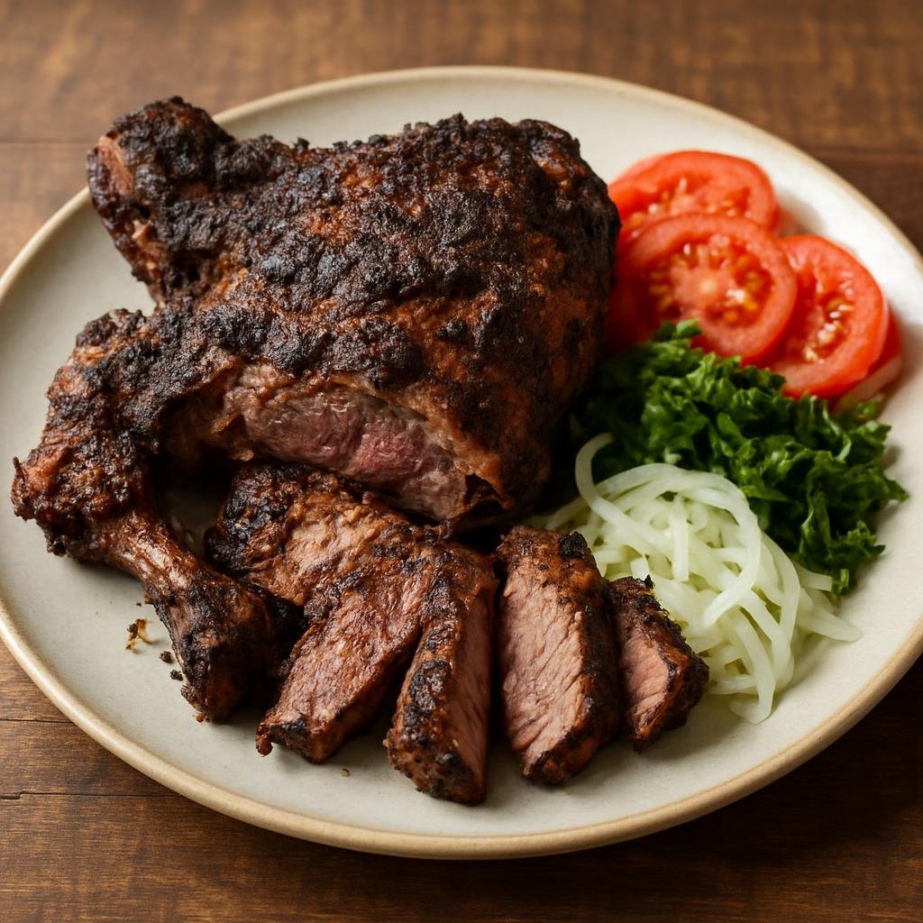 Entree: Burundi – Central Culinary Region – Nyama Choma (Charcoal-grilled seasoned meat typically served whole and carved with simple fresh sides) recipe
