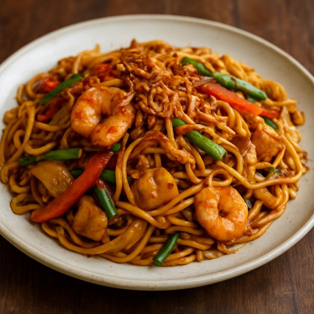 Entree: Cocos (Keeling) Islands – Mee Goreng (Stir-fried seasoned egg noodles with vegetables, protein, and a sweet-savory spicy sauce) recipe