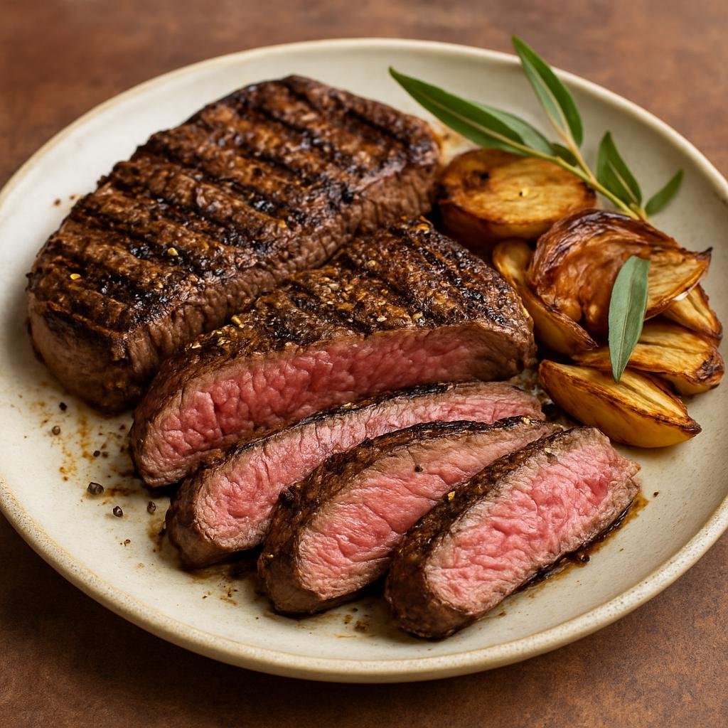 Entree: Australia – Central Culinary Region – Grilled Emu (Lean emu steaks seasoned with native Australian flavors and grilled over high heat to a tender, medium-rare finish) recipe