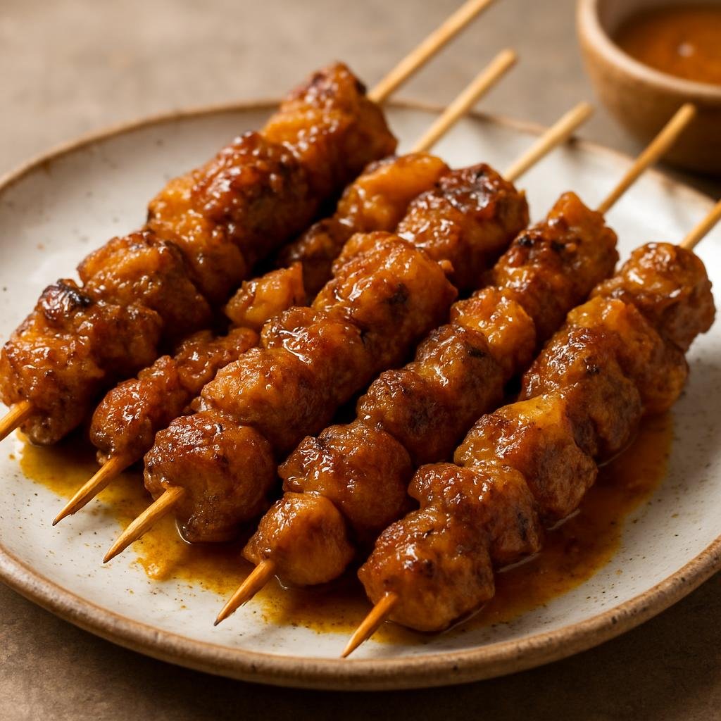 Entree: South Africa – Cape Malay – Sosaties (Cape Malay-style marinated meat skewers flavored with curry, fruit preserves, and spices) recipe