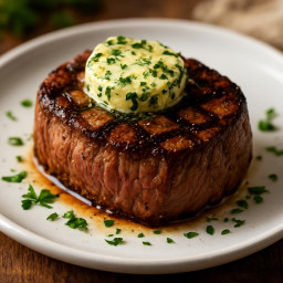 Entree: United States – Grilled Filet Mignon with Herb Butter recipe