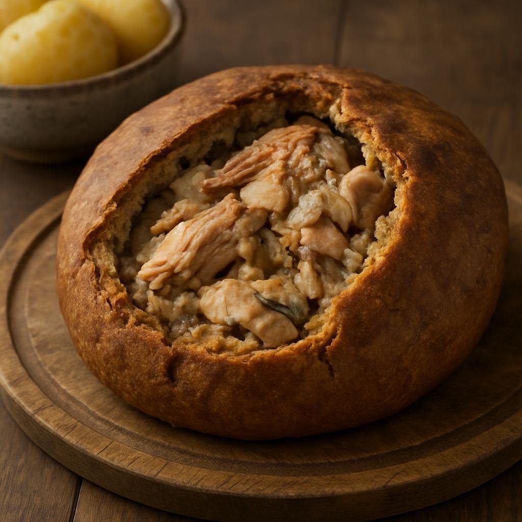 Entree: Finland – Finnish Coastal Cuisine – Kalakukko (A baked rye bread pie filled with fish and pork traditionally from the Finnish coast) recipe