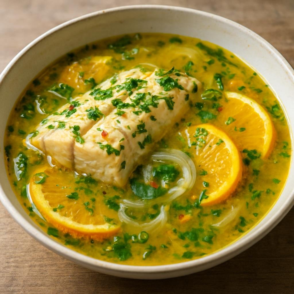 Entree: French Guiana – National Cuisine – Blaff de Poisson (Poached Creole fish in a bright, spiced citrus-herb broth) recipe