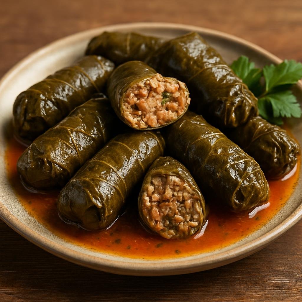 Entree: Montenegro – Northern Culinary Region – Japraci (Stuffed vine leaves filled with seasoned rice and minced meat) recipe