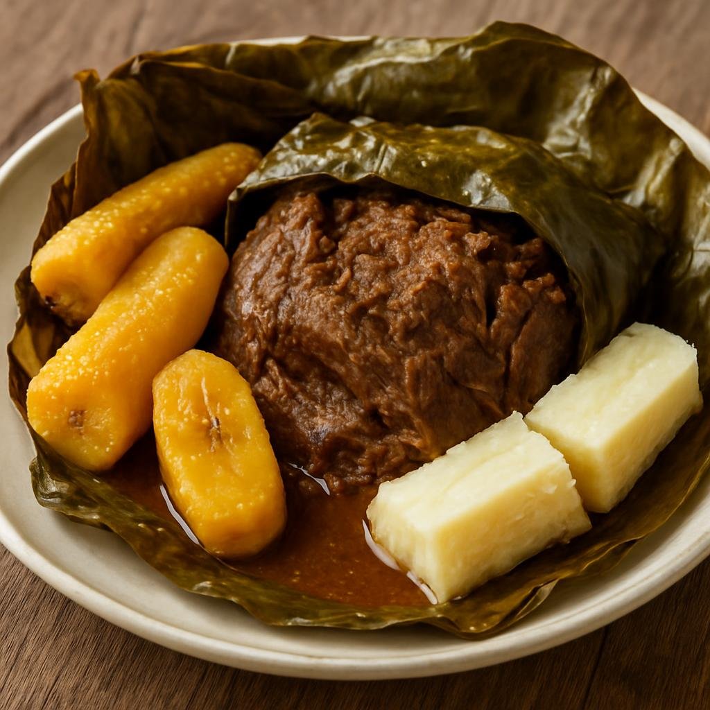 Entree: Nicaragua – Northern Culinary Region – Baho (Banana-leaf steamed beef with plantains and yuca) recipe