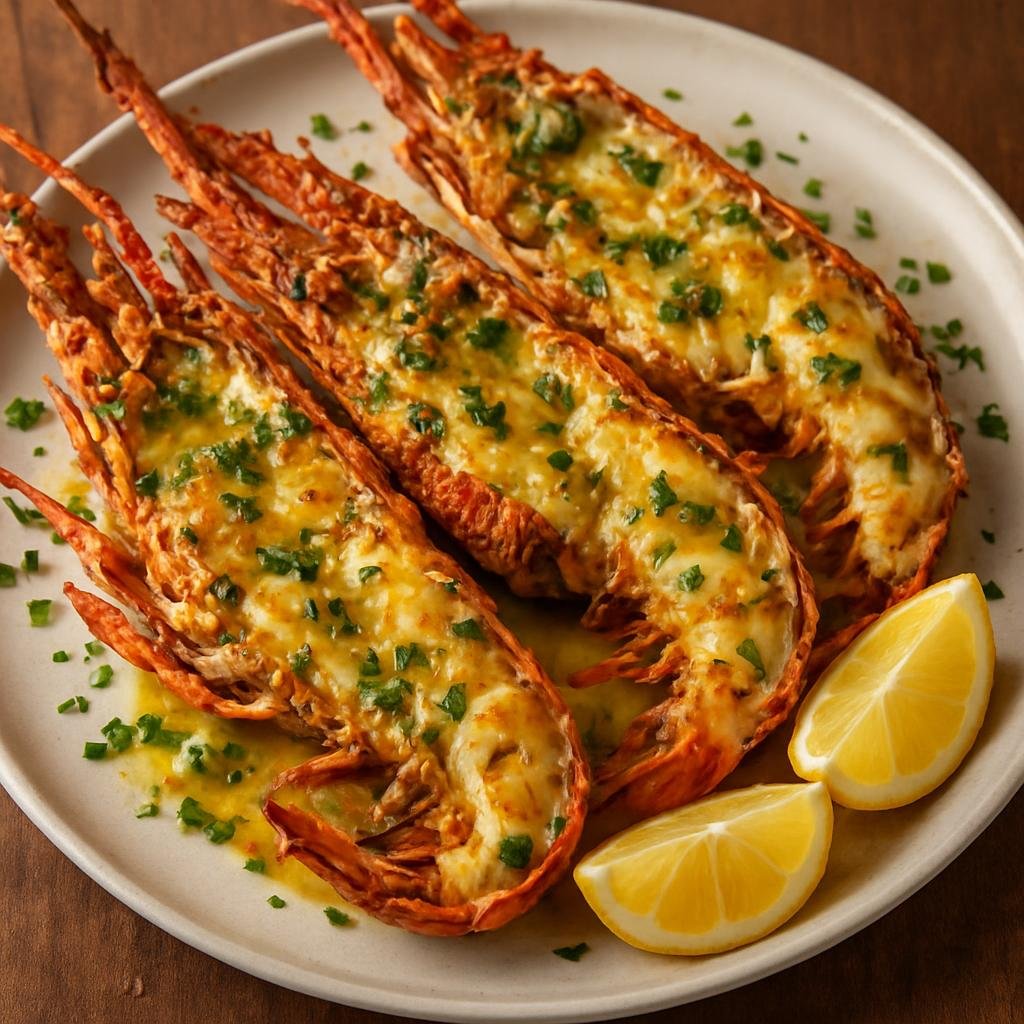 Entree: Bahamas – Central Culinary Region – Rock Lobsters (Grilled spiny lobsters dressed with a garlicky citrus butter in a Bahamian style) recipe