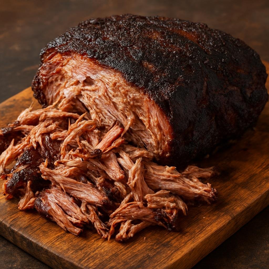 Entree: United States – American BBQ Belt – Smoked Pork Shoulder (Slow-smoked pork shoulder seasoned with a savory-sweet dry rub, cooked low and slow until tender and pullable) recipe