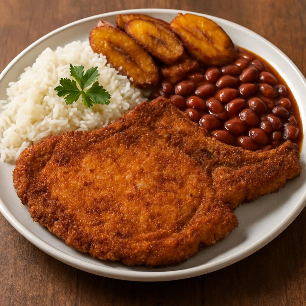 Entree: Colombia – Antioquia – Chuleta Valluna (Crispy breaded and fried pork chops seasoned in Colombian style) recipe
