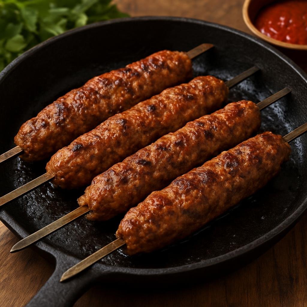 Entree: Ukraine – Crimean Tatar Cuisine – Kazan Kebab (Seasoned ground-lamb skewers traditionally cooked in a cauldron-style pan or over open flame) recipe
