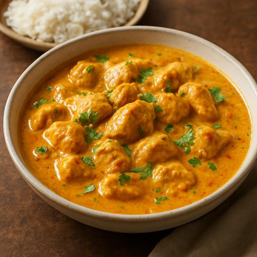Entree: British Indian Ocean Territory – National Cuisine – Coconut Chicken Curry (Chicken simmered in a fragrant coconut milk and spice curry with island-style flavors) recipe