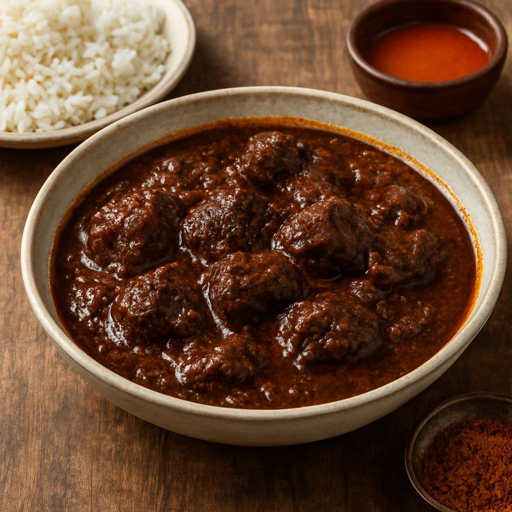Entree: Cameroon – National Cuisine – Mbongo Tchobi (dark spiced palm-oil stew) recipe