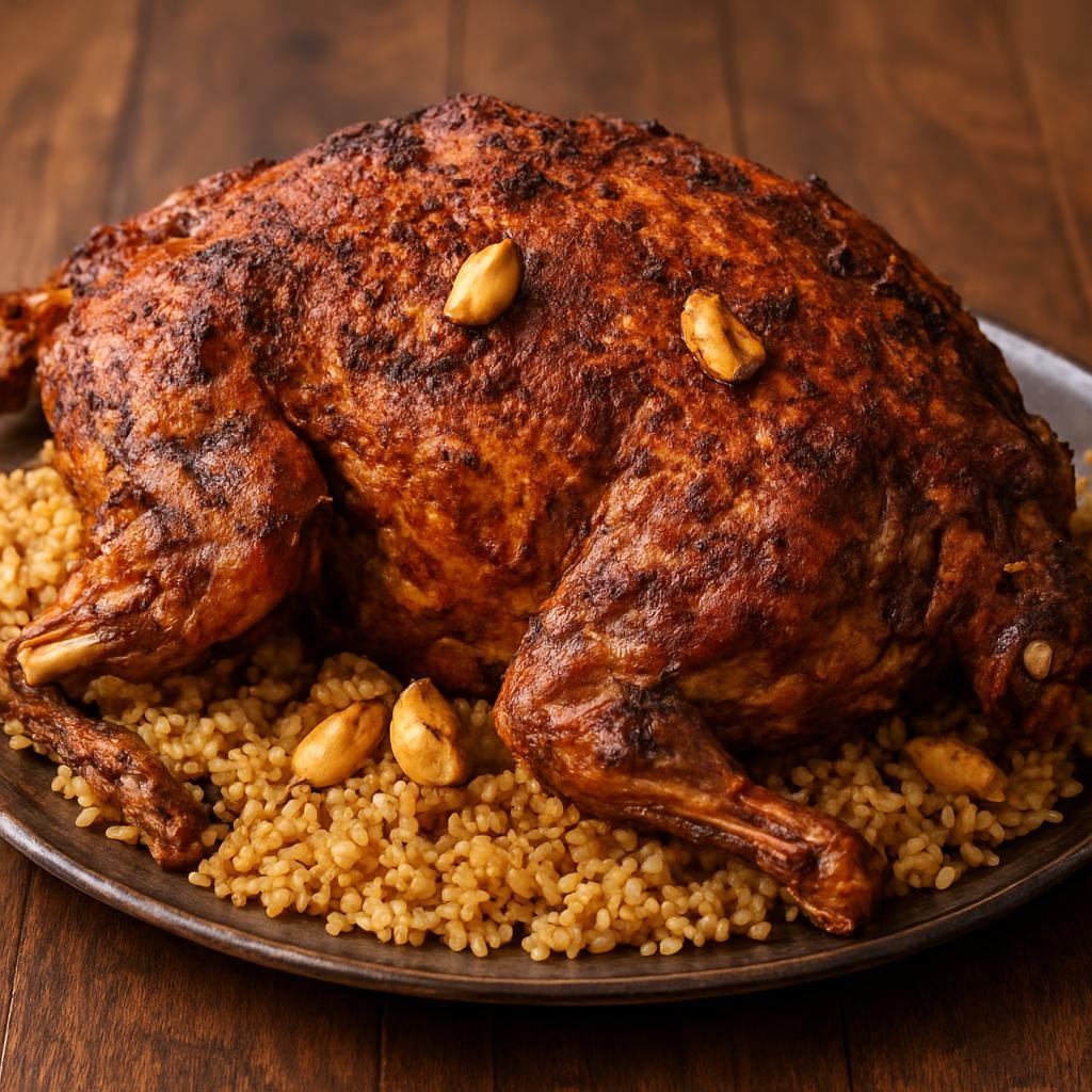 Entree: Mauritania – Northern Culinary Region – المشوي ➤ al-Mashwī (Whole roasted lamb seasoned with North African spices and garlic) recipe