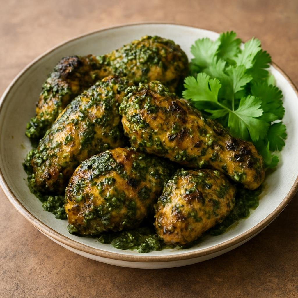 Entree: Mozambique – Northern Culinary Region – Galinha à Cafreal (Mozambican herb-and-spice marinated chicken, grilled or pan-roasted with cilantro and garlic) recipe