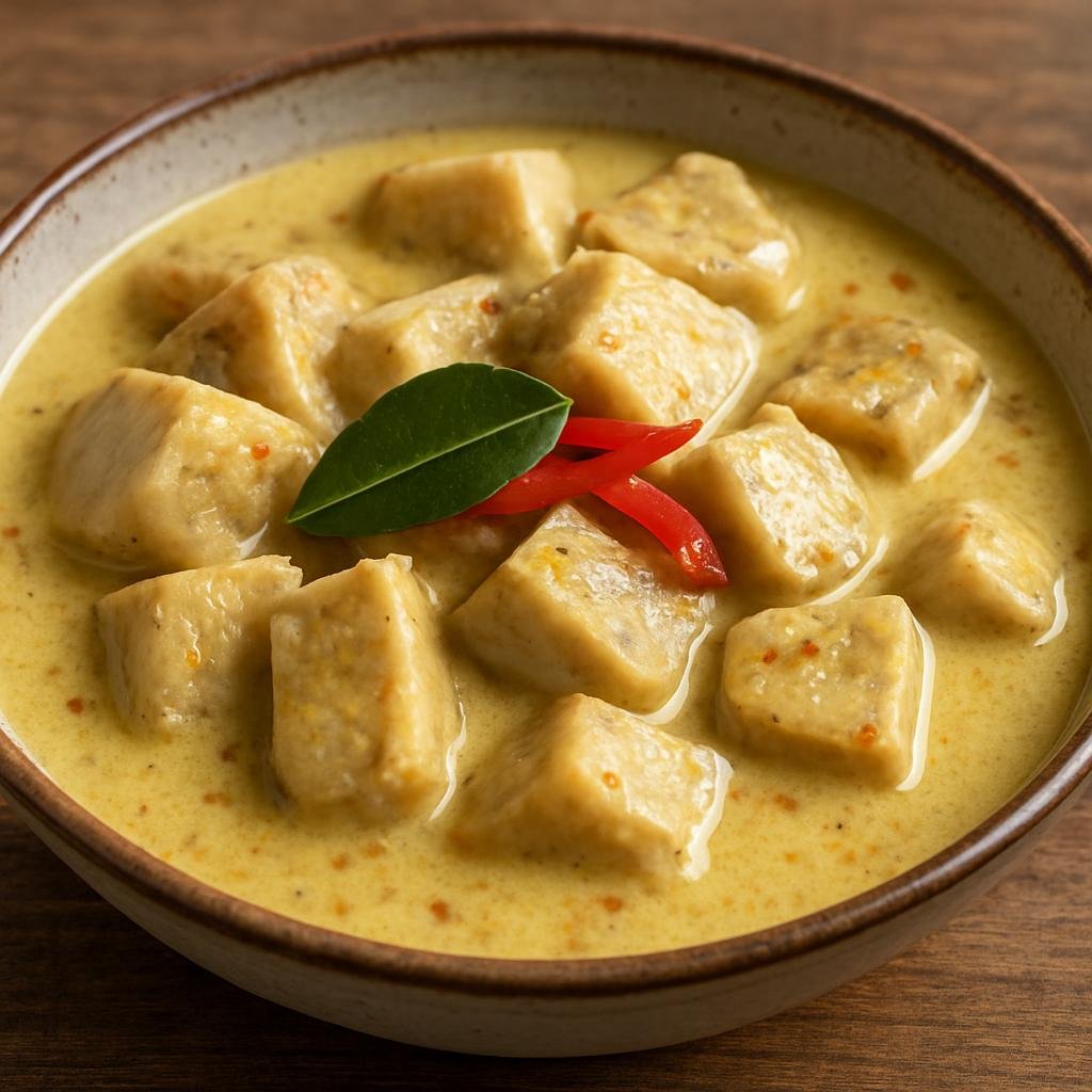 Entree: Papua New Guinea – Northern Culinary Region – Taro and Coconut Milk (Stewed taro corms simmered in rich coconut milk with aromatic local spices) recipe