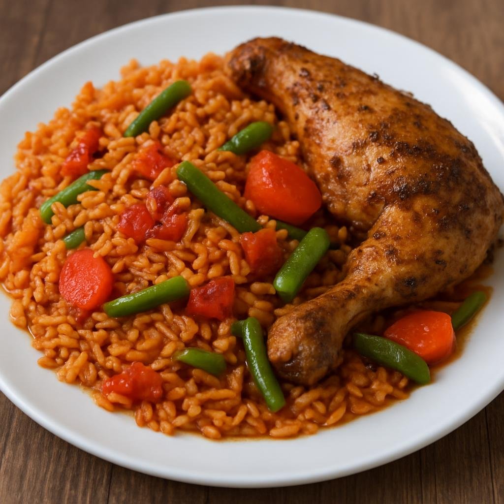Entree: Sierra Leone – Northern Culinary Region – Palm Oil Rice (Sierra Leonean rice cooked with red palm oil, tomato, vegetables, and seasoned chicken) recipe