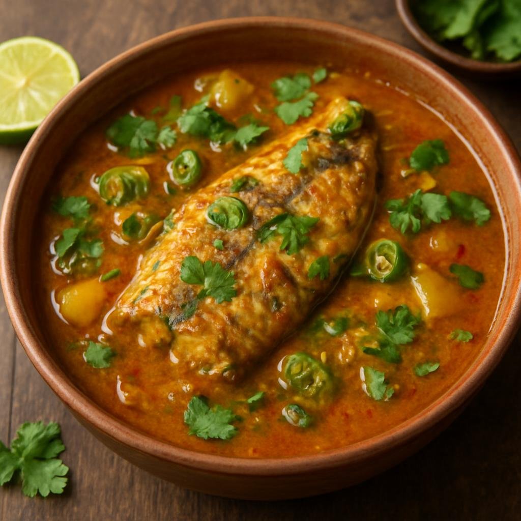 Entree: Timor-Leste – Northern Culinary Region – Bebinca de Peixe (Timorese coconut-based spiced fish stew simmered with tamarind, lime, and fresh herbs) recipe