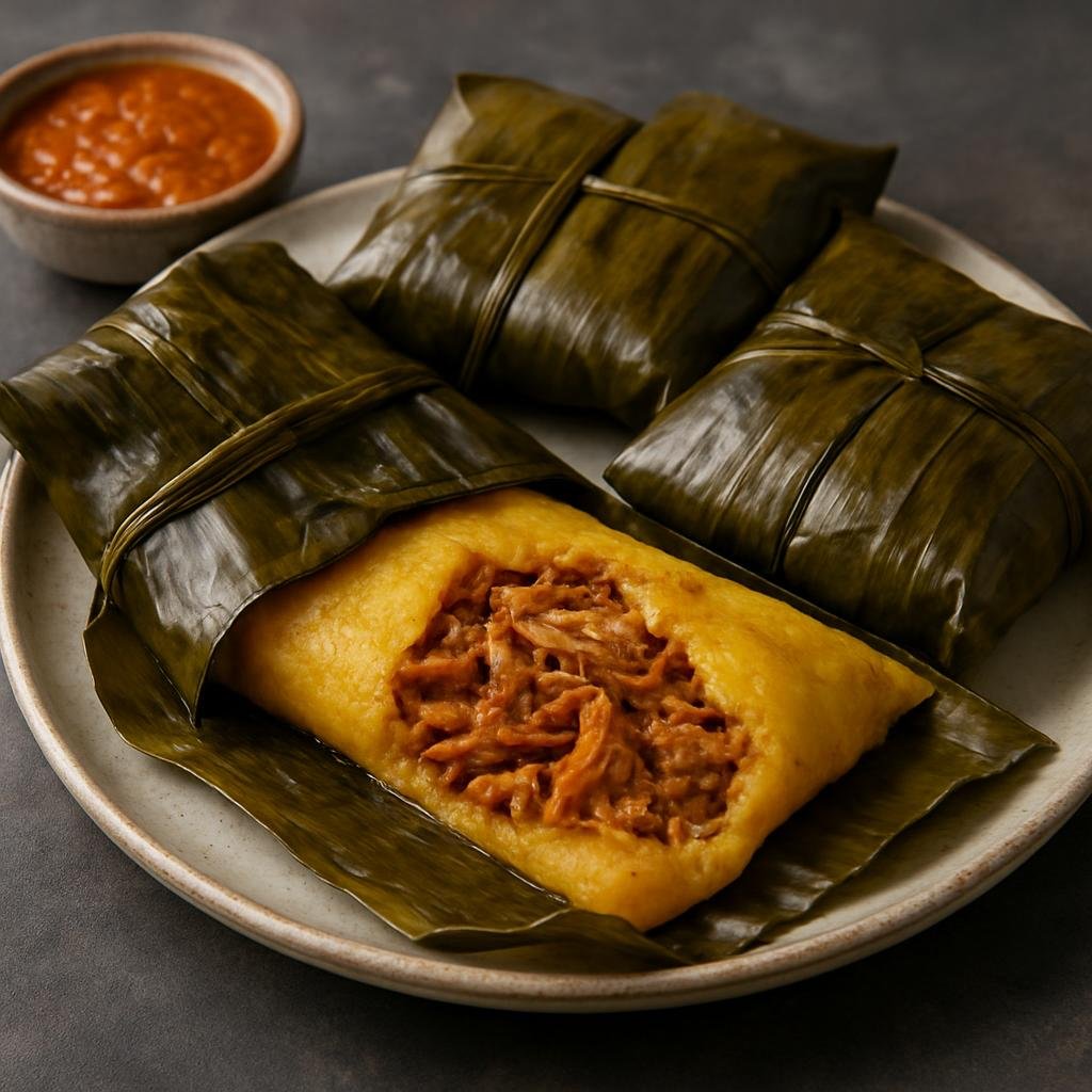 Entree: Belize – Central Culinary Region – Tamales (Steamed masa parcels wrapped in banana leaves filled with seasoned shredded pork) recipe