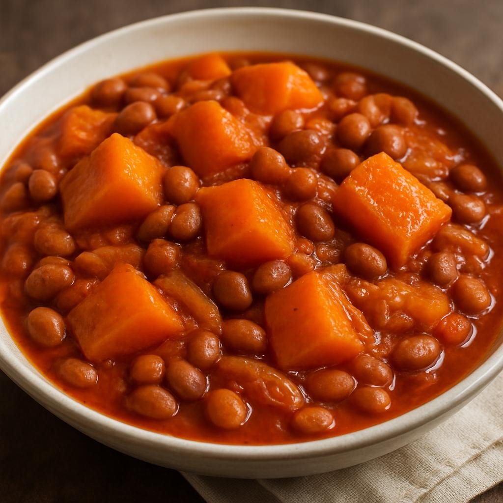 Entree: Burundi – Central Culinary Region – Ibihaza (Stewed pumpkin and beans in a savory tomato-and-onion sauce) recipe