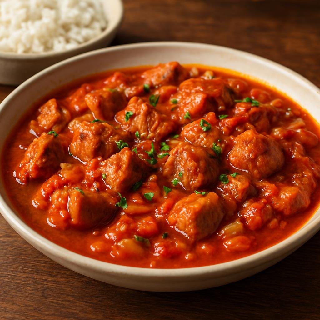 Entree: Gabon – Ragout de Porc (Gabonese pork stew braised with tomatoes, onions, and palm oil) recipe