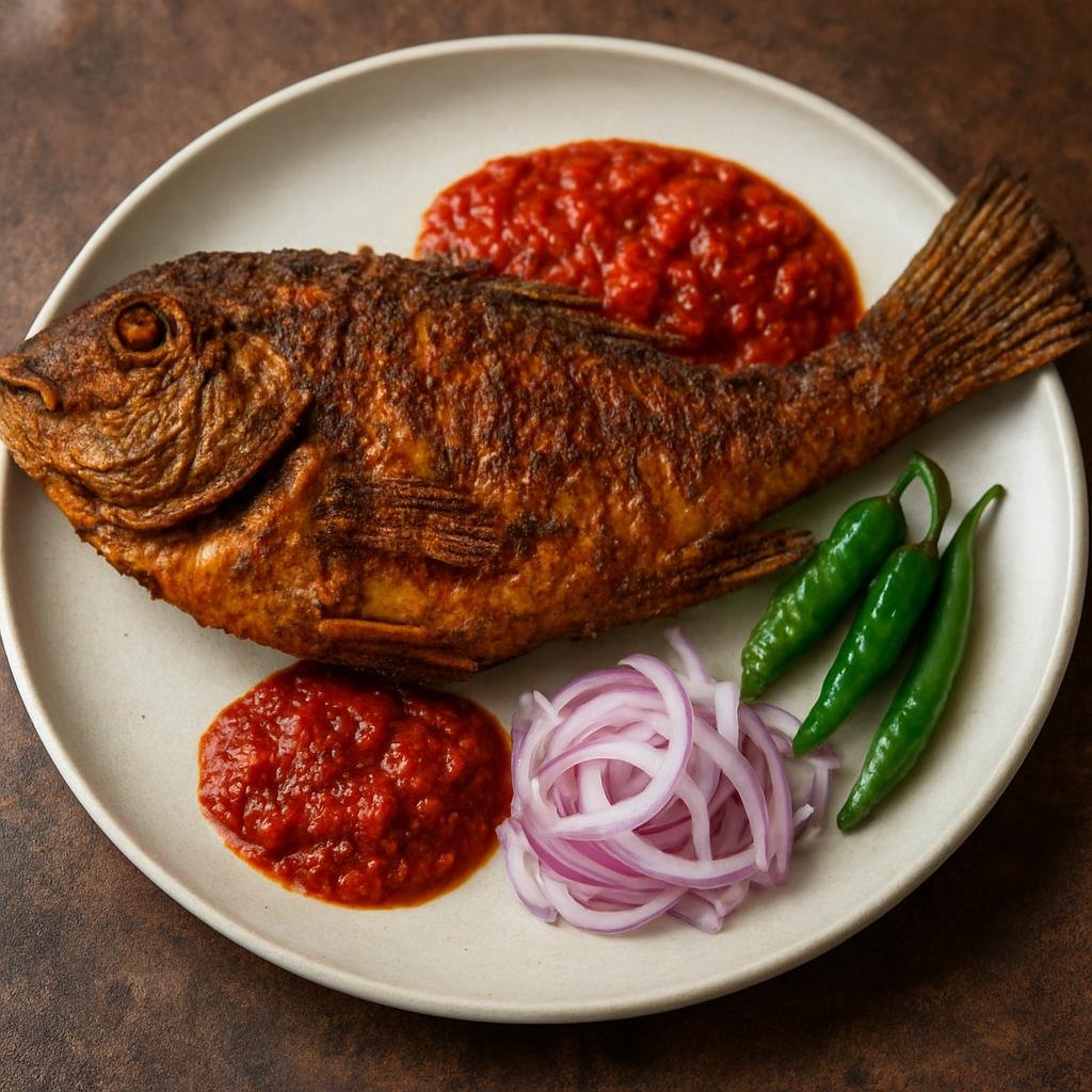Entree: Ethiopia – Afar – Afar Fried Fish (Whole coastal-style fish seasoned with Afar spices, marinated and pan-fried until crisp) recipe