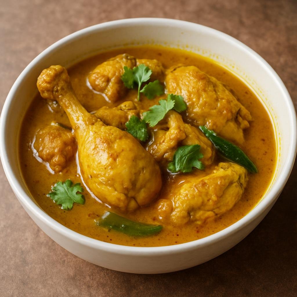 Entree: Bangladesh – Bengali River Delta – মুরগির ঝোল ➤ Murgir Jhol (Bengali homestyle chicken curry in a light turmeric-spiced broth) recipe