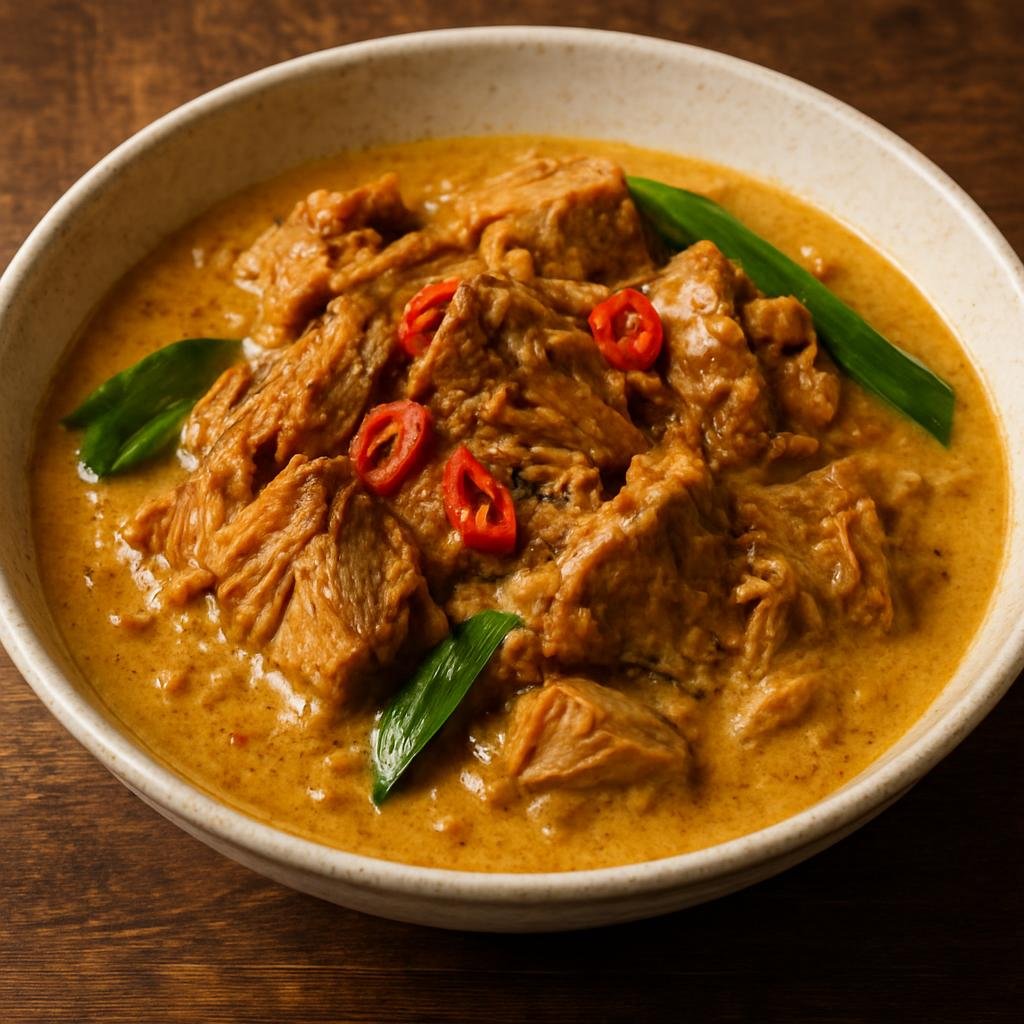 Entree: American Samoa – National Cuisine – Pua'a Samoa (Samoan-style slow-braised pork cooked in rich coconut cream with aromatics, reflecting traditional umu flavors) recipe