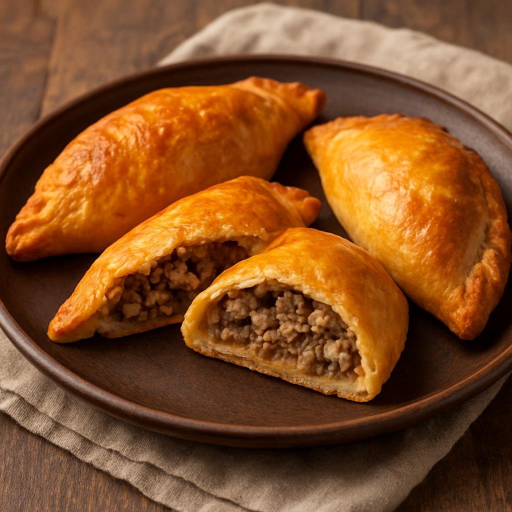 Entree: Lithuania – Northern Culinary Region – Kibinai (Baked savory pastry turnover filled with seasoned mutton and onions) recipe