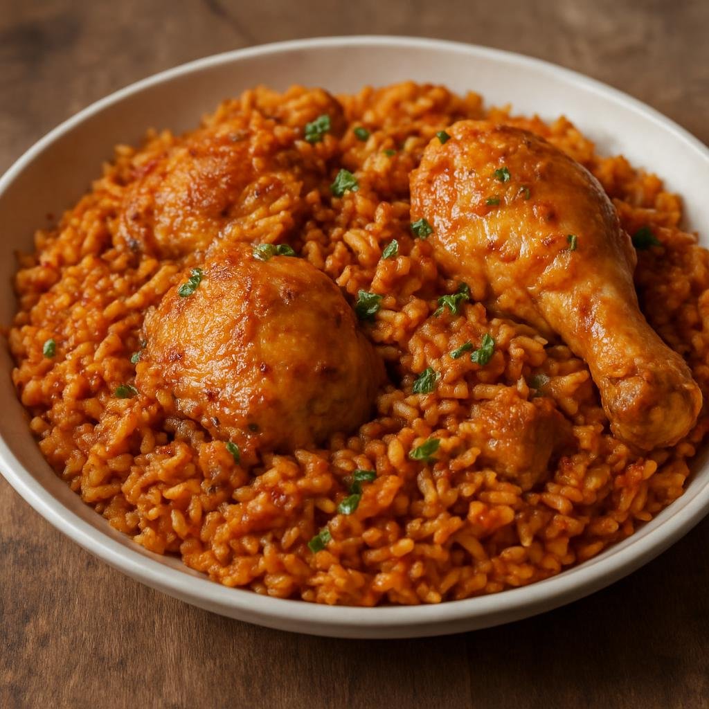 Entree: Dominican Republic – National Cuisine – Locrio de Pollo (One-pot Dominican seasoned chicken and rice cooked with sofrito and annatto for color) recipe