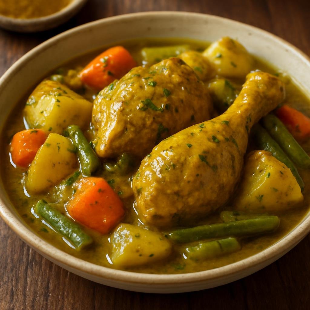 Entree: Martinique – Northern Culinary Region – Poulet Colombo (Martinican chicken stew seasoned with colombo spice and garden vegetables) recipe