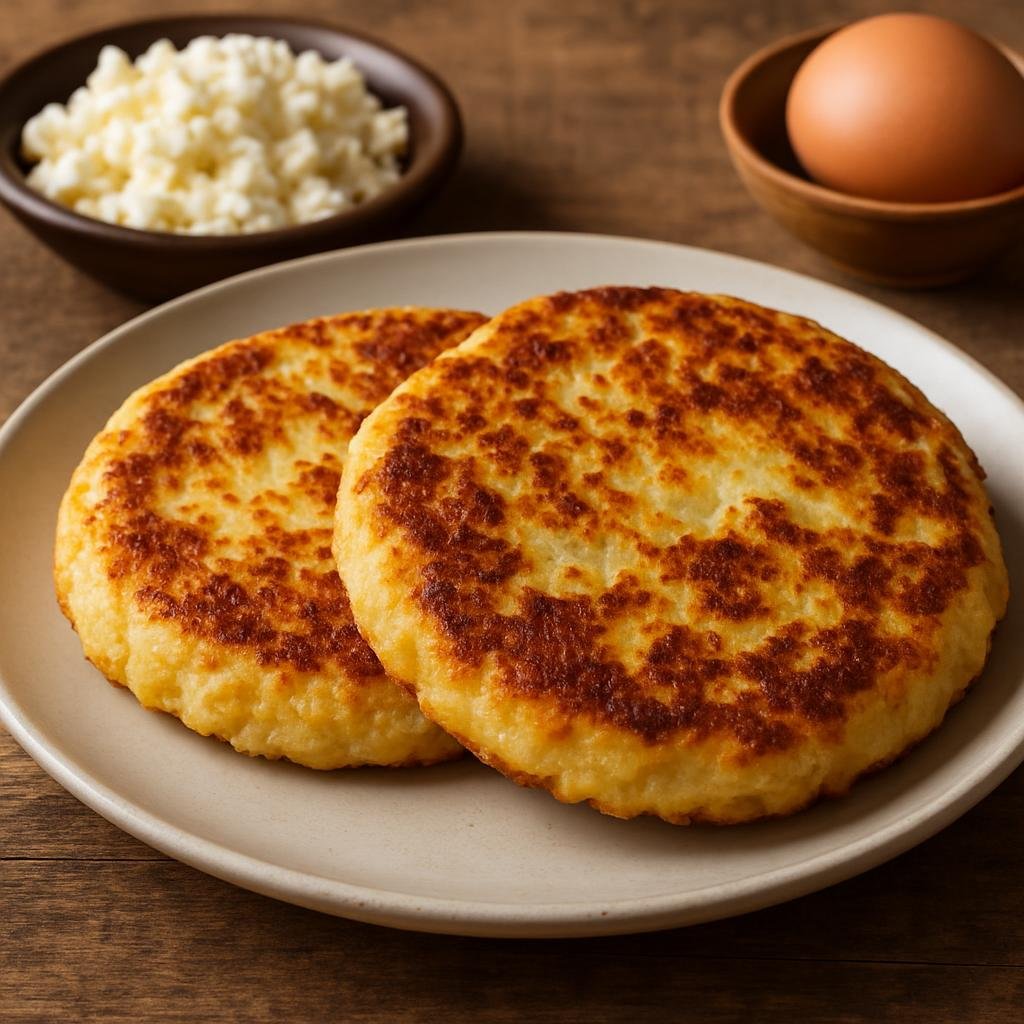 Entree: Paraguay – Northern Culinary Region – Mbeju (A dense, savory Paraguayan pancake made from cassava starch, cheese, eggs, and fat, pan-fried until crisp) recipe