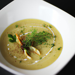 Entrée: United States – Roasted Fennel, Celeriac, and Green Apple Soup with Thyme Gremolata recipe