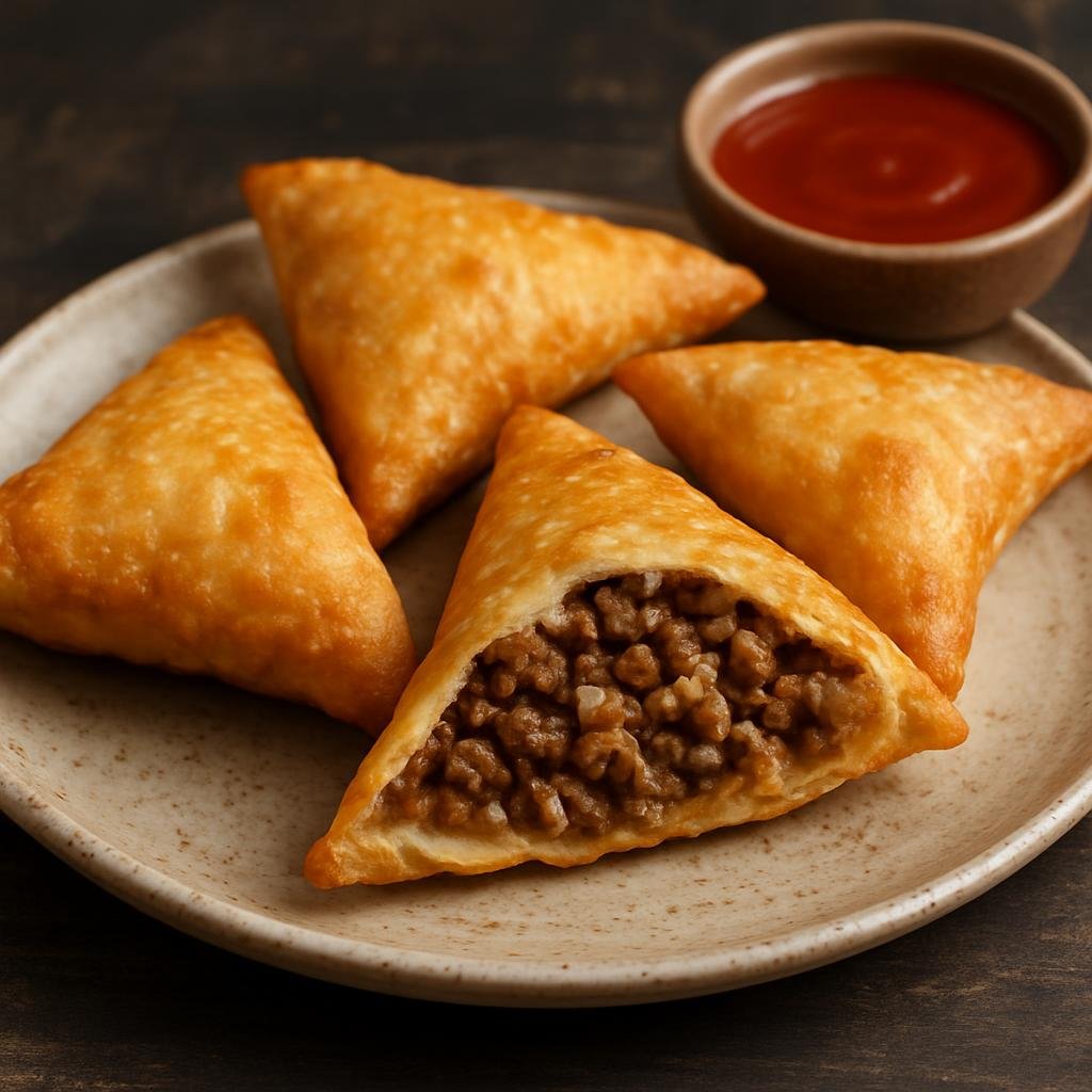 Entree: Tajikistan – Northern Culinary Region – Самбӯса ➤ Sambusa (Triangular fried pastry filled with spiced minced lamb and onions) recipe