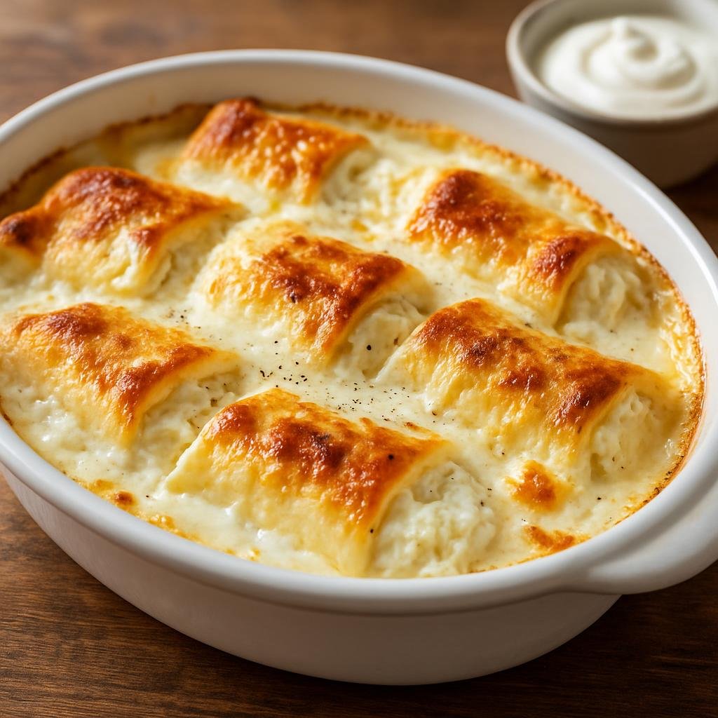 Entree: Croatia – Zagorski Štrukli (Baked rolled dough filled with soft cottage cheese and sour cream) recipe