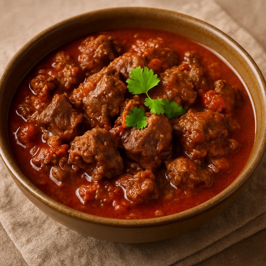 Entree: Ethiopia – Afar – Afar Goat Stew (Spiced slow-cooked goat stew in the Afar regional style with berbere and tomato base) recipe
